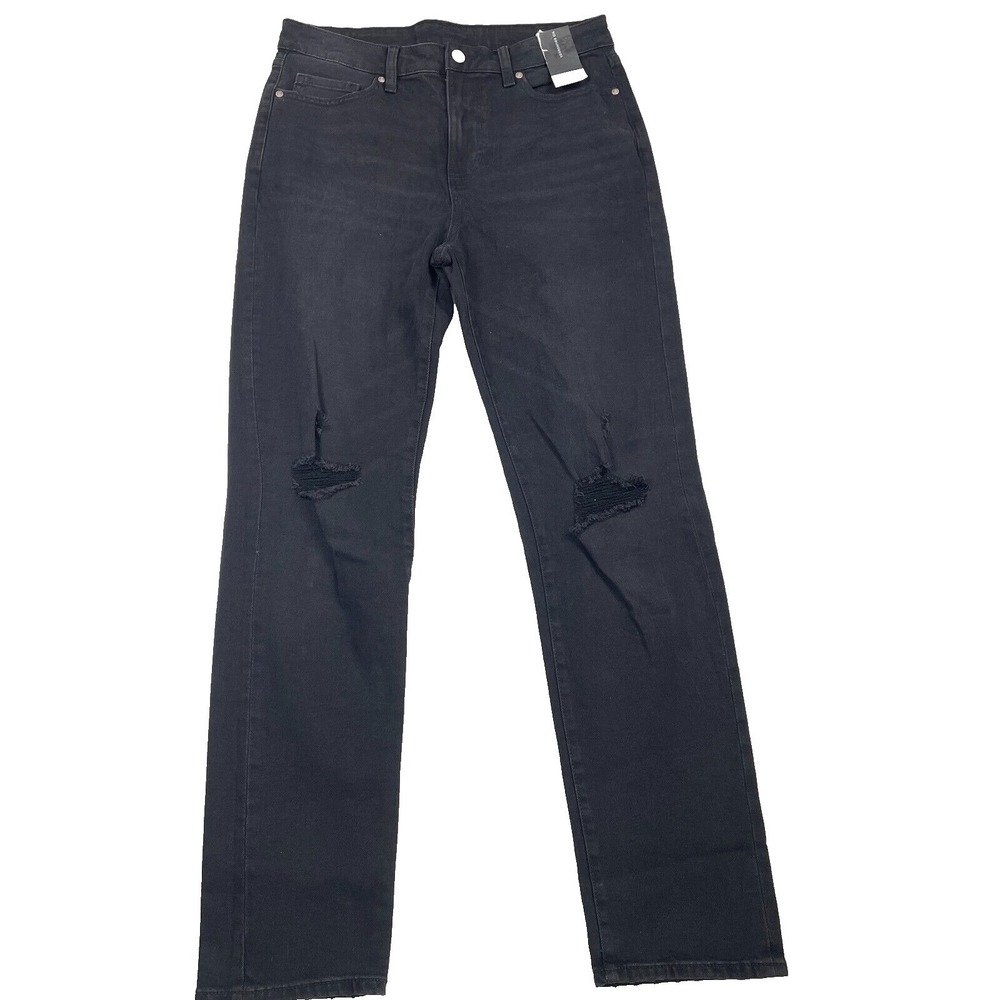 No‎ Boundaries Slim Fit Denim Men 30x32 Black New Distressed Ripped Jeans
